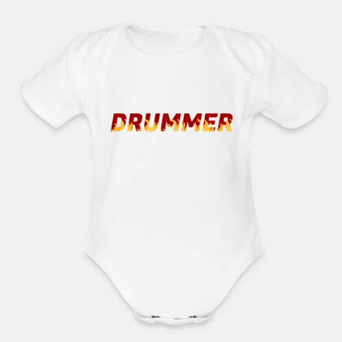 Drummer In Flames 4 - Organic Short Sleeve Baby Bodysuit