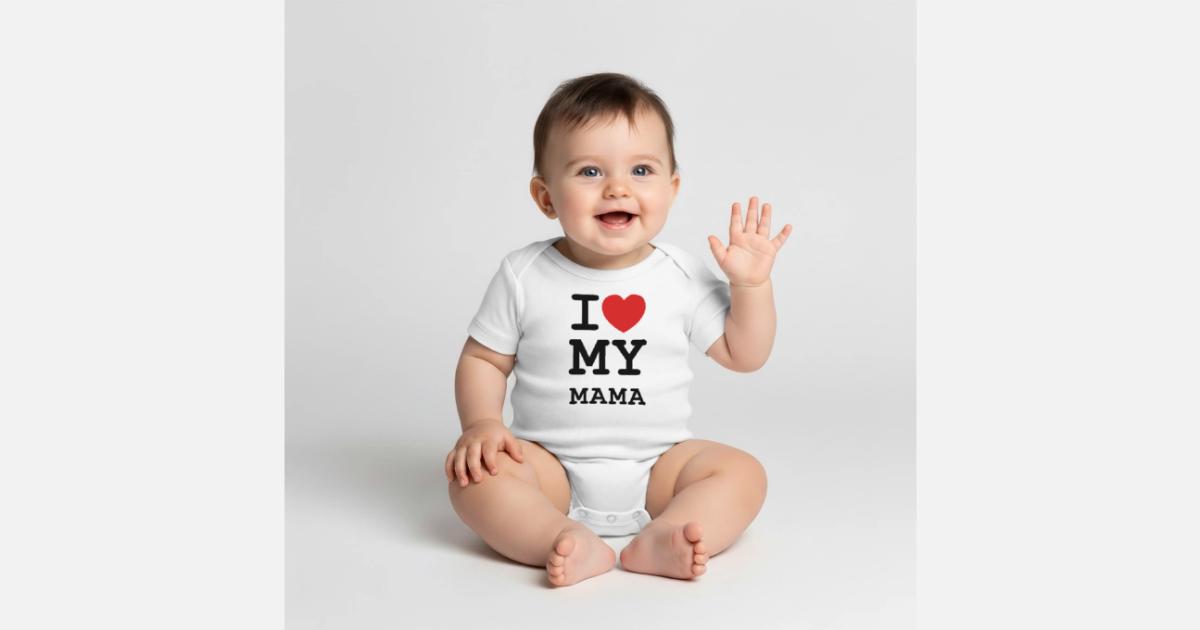 I Love My Mama' Organic Short-Sleeved Baby Bodysuit | Spreadshirt