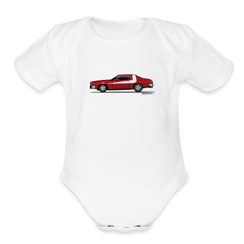 Gran Torino Striped Tomato Red Undercover Cop Car - Organic Short Sleeve Baby Bodysuit
