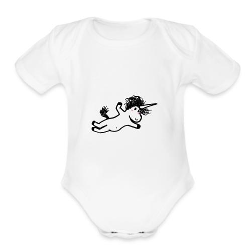 falling unicorn - Organic Short Sleeve Baby Bodysuit