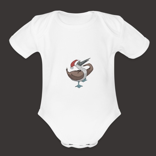 Boobie Bird Xmas Dance - Organic Short Sleeve Baby Bodysuit