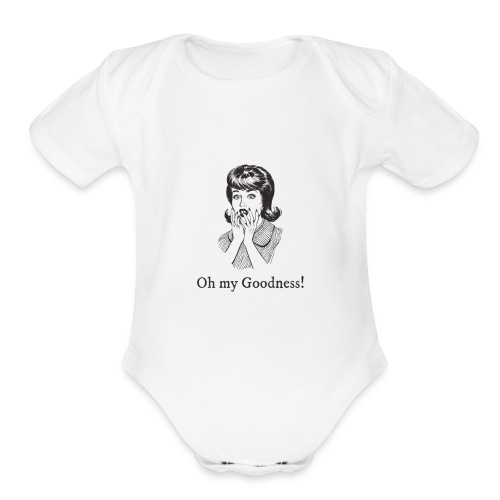 Oh my goodness - 50s black and white - Organic Short Sleeve Baby Bodysuit