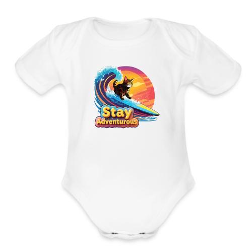 Surfing Kitten Adventure - Organic Short Sleeve Baby Bodysuit