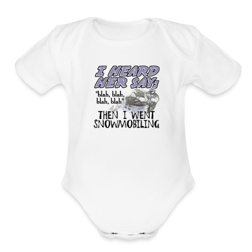 Blah blah blah Snowmobile - Organic Short Sleeve Baby Bodysuit