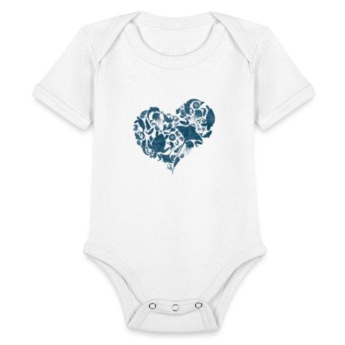 Coastal Heart. Blue - Organic Short Sleeve Baby Bodysuit
