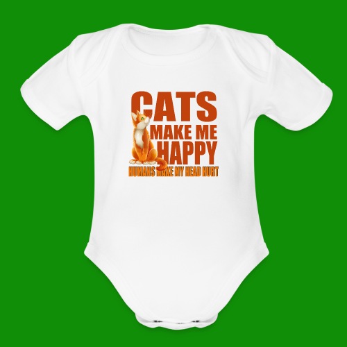 Cats Make Me Happy - Organic Short Sleeve Baby Bodysuit