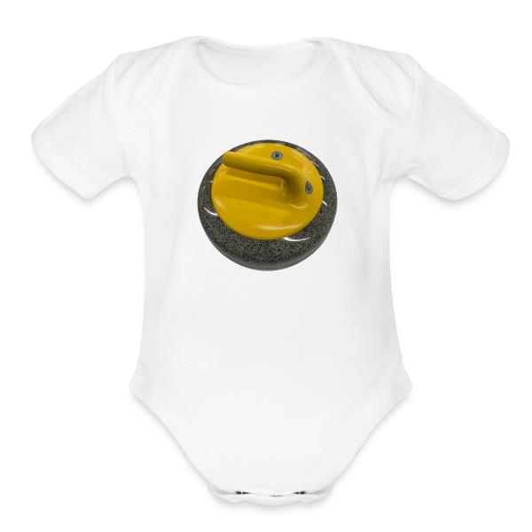 Curling rock (yellow) Organic Short Sleeve Baby Bodysuit