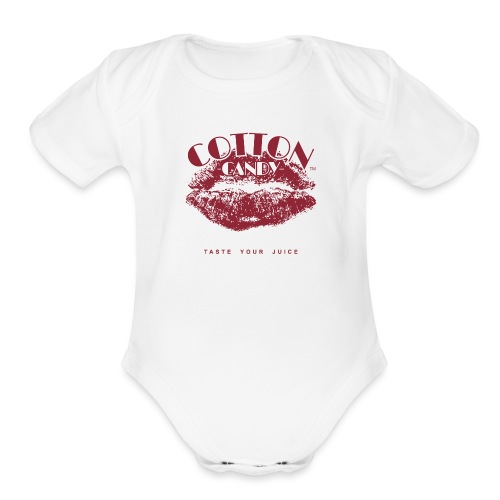 CottonCandyLogo-MONOChrome-NOVAPE-TM-slogan-MAROON - Organic Short Sleeve Baby Bodysuit