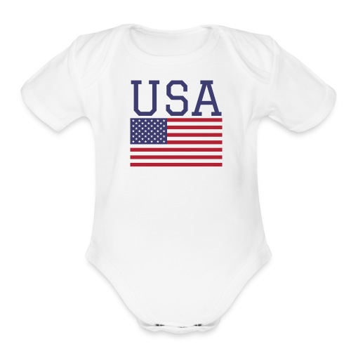 USA American Flag - Fourth of July Everyday - Organic Short Sleeve Baby Bodysuit