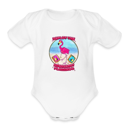 Emergency Flamingo - Organic Short Sleeve Baby Bodysuit