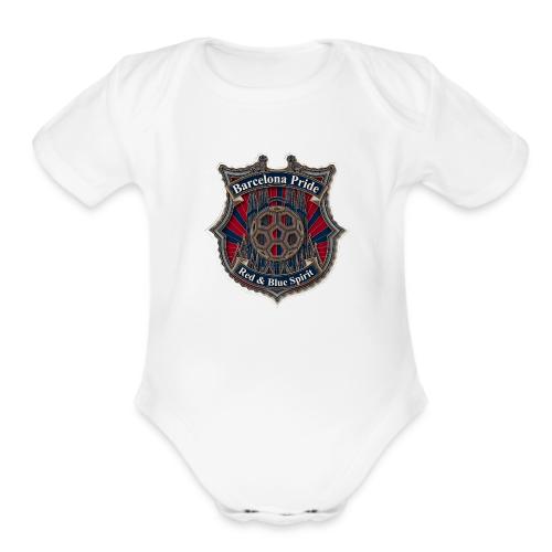 Barcelona Scarlet Pride T Shirt, Soccer City Gift - Organic Short Sleeve Baby Bodysuit