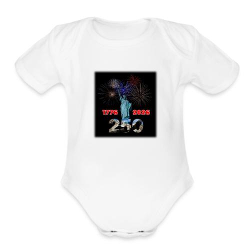 1776 - 2026 - 250 Years USA | Fireworks - Organic Short Sleeve Baby Bodysuit