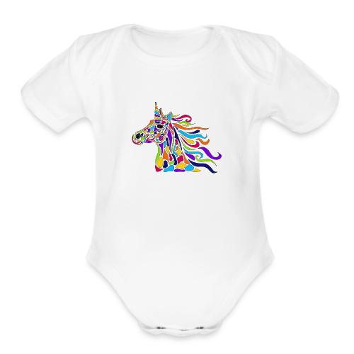 Unicorn Art Deco - Organic Short Sleeve Baby Bodysuit