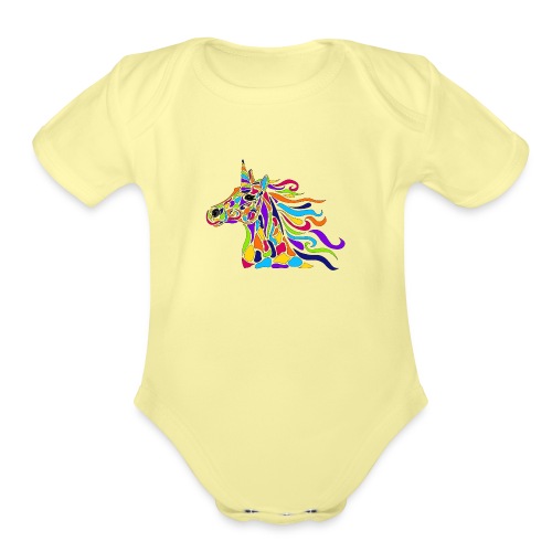 Unicorn Art Deco - Organic Short Sleeve Baby Bodysuit