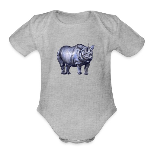 One horned rhino - Organic Short Sleeve Baby Bodysuit
