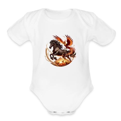 Year of the Horse Phoenix T Shirt, Lunar NY Gift - Organic Short Sleeve Baby Bodysuit