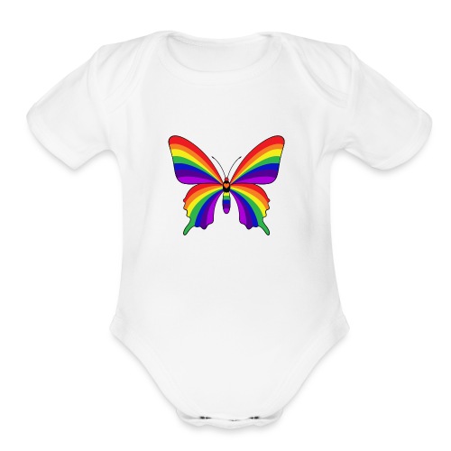 Rainbow Butterfly - Organic Short Sleeve Baby Bodysuit