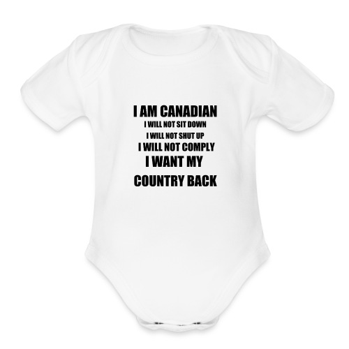i am canadian t shirt design black txt - Organic Short Sleeve Baby Bodysuit