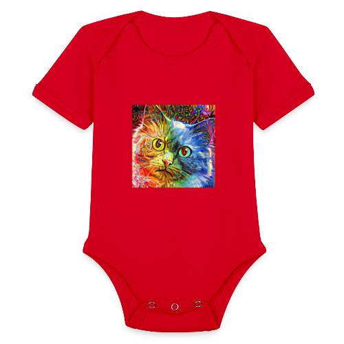 cat - Organic Short Sleeve Baby Bodysuit