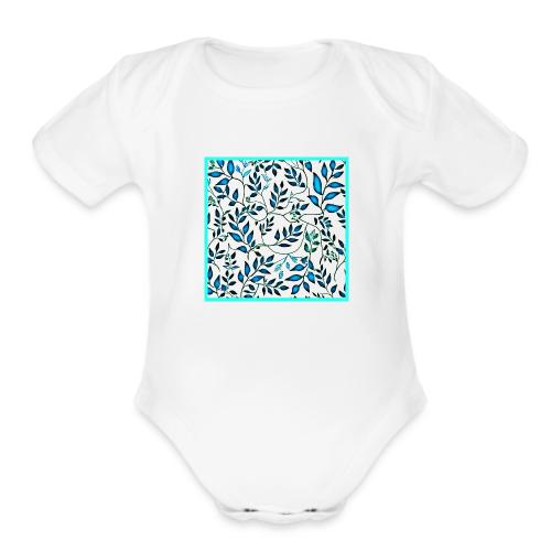 Colorful Foliage Pattern Art - Organic Short Sleeve Baby Bodysuit