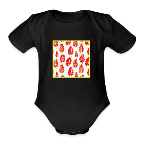 Elegant Leaf Art Neon Aesthetics - Organic Short Sleeve Baby Bodysuit