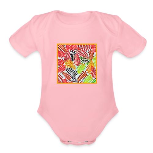 Chic Leaves Artistic Spectrum - Organic Short Sleeve Baby Bodysuit