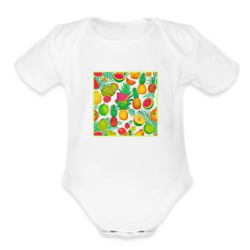Padaist Tropical Fruits - Organic Short Sleeve Baby Bodysuit