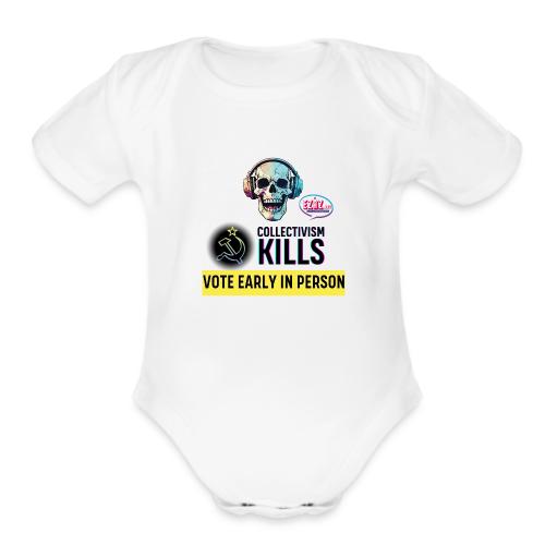 Collectivism Kills Transparent -black font - Organic Short Sleeve Baby Bodysuit