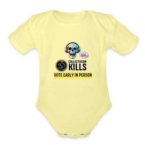 Collectivism Kills Transparent -black font - Organic Short Sleeve Baby Bodysuit