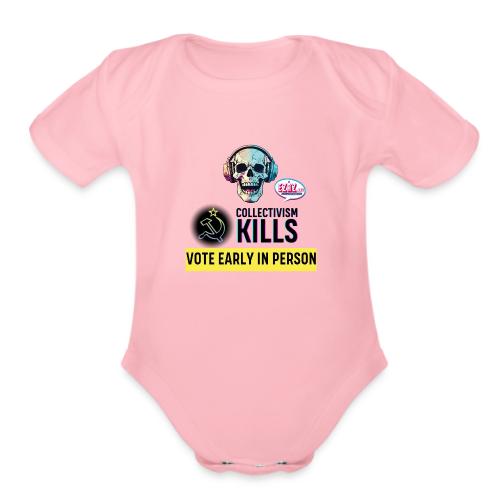 Collectivism Kills Transparent -black font - Organic Short Sleeve Baby Bodysuit