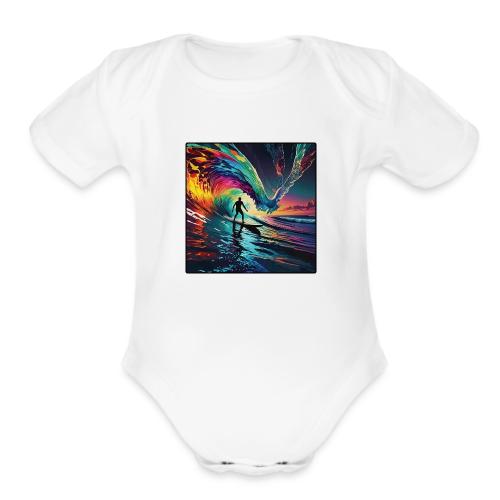 Avalon Rides A Flying Wave - Organic Short Sleeve Baby Bodysuit