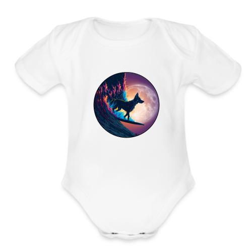 Black Dog Dropping In - Organic Short Sleeve Baby Bodysuit
