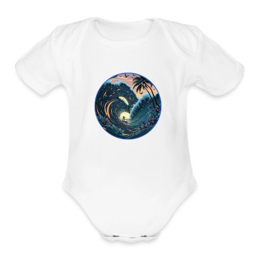 Double Barrel Flower Wave - Organic Short Sleeve Baby Bodysuit