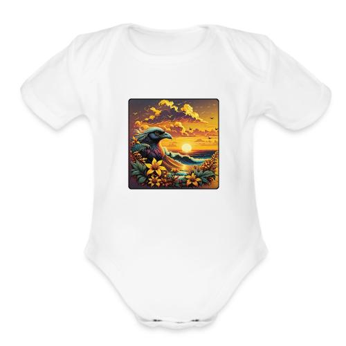 Sunset Wave Bird - Organic Short Sleeve Baby Bodysuit