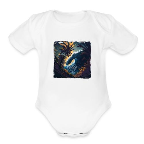 Moonlight Jungle Wave - Organic Short Sleeve Baby Bodysuit