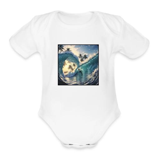 Double-Barrel Wave - Organic Short Sleeve Baby Bodysuit