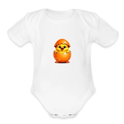 Easter Chick Orange - Organic Short Sleeve Baby Bodysuit
