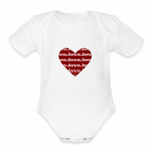 Love Heart Red - Girlfriend Gift Idea - Organic Short Sleeve Baby Bodysuit