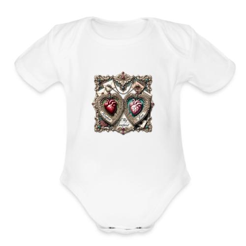 Keeper of My Deepest Love Victorian Locket T-Shirt - Organic Short Sleeve Baby Bodysuit