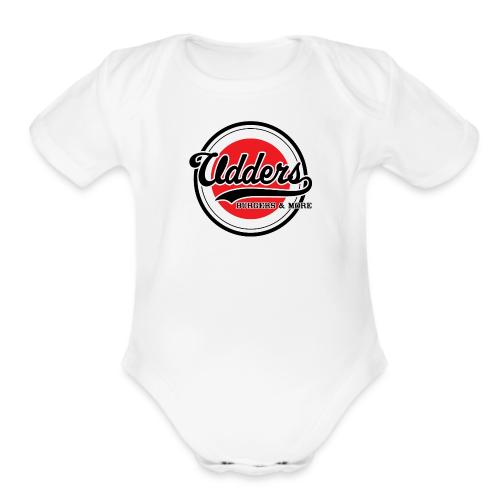 Iconic Udders Stacked Logo - Organic Short Sleeve Baby Bodysuit