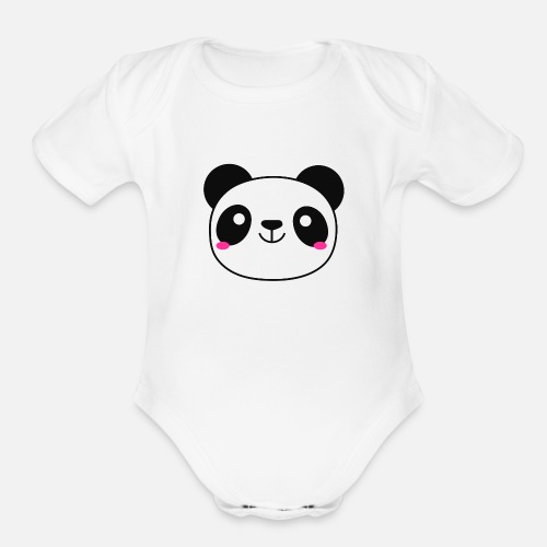 Panda Smiling Special Gift - Organic Short Sleeve Baby Bodysuit