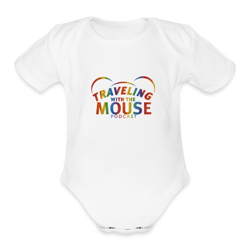 TravelingWithTheMouse logo transparent Rainbow Cr - Organic Short Sleeve Baby Bodysuit