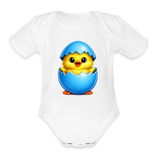 Easter Chick Blue - Organic Short Sleeve Baby Bodysuit