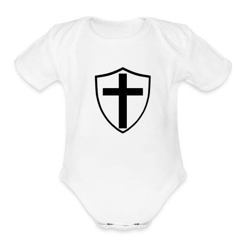 shield with the black cross on transparent - Organic Short Sleeve Baby Bodysuit