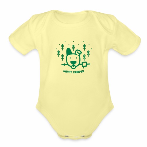 Happy Camping Dog - Organic Short Sleeve Baby Bodysuit