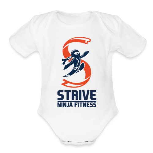 strive ninja fitness blue letters - Organic Short Sleeve Baby Bodysuit