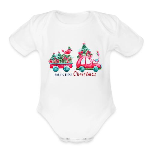 Baby's first Christmas - Organic Short Sleeve Baby Bodysuit