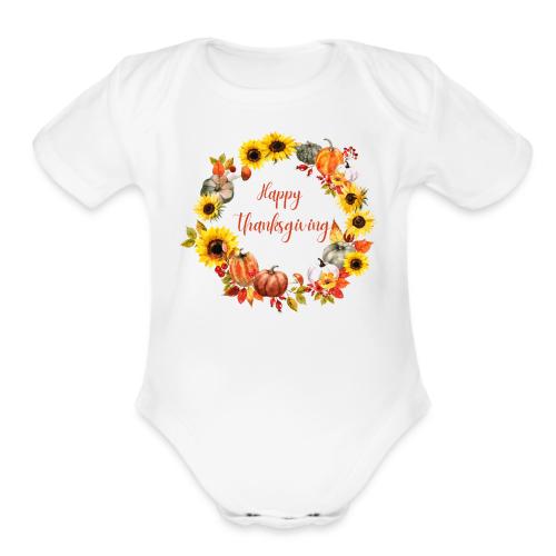 Happy thanksgiving - Organic Short Sleeve Baby Bodysuit