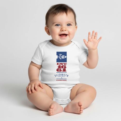 American Original - Rebel E 1664 - RWB - Organic Short Sleeve Baby Bodysuit