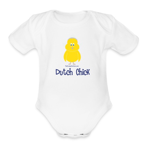 Dutch Chick blue lettering - Organic Short Sleeve Baby Bodysuit